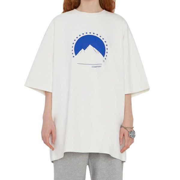 

snow mountain blue printed tee men women couples t-shirt summer short sleeves casual high street skateboard tee breathable hfhltx102, White;black