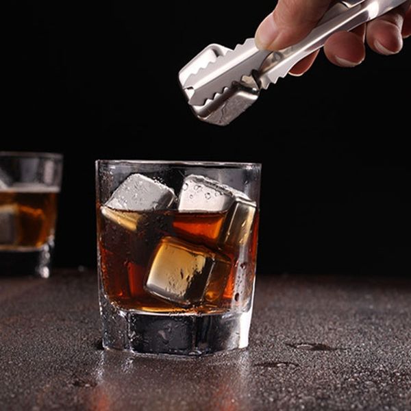 

whiskey stones stainless steel ice cubes whiskey cooler rocks reusable ice stone chiller tool with plastic box 6pcs 1 lot yw3935q