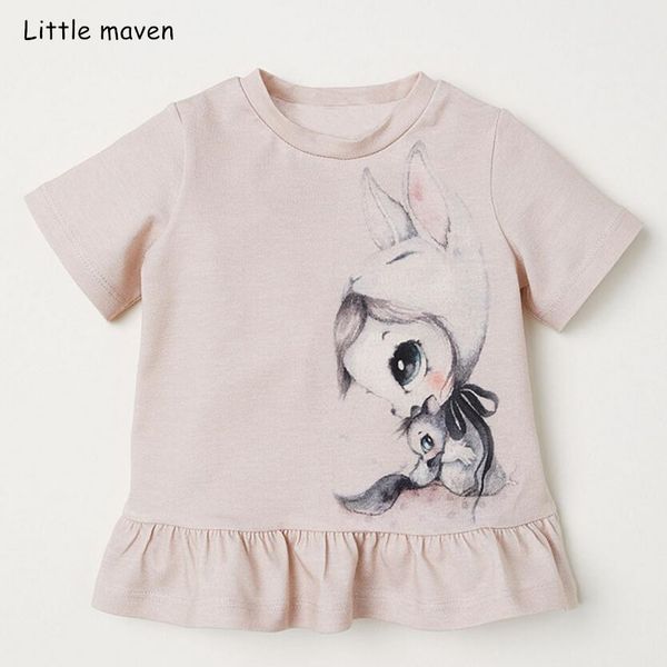 

little maven children clothes 2019 summer baby girls clothes short sleeve tee print cotton brand t shirt 51297, Blue