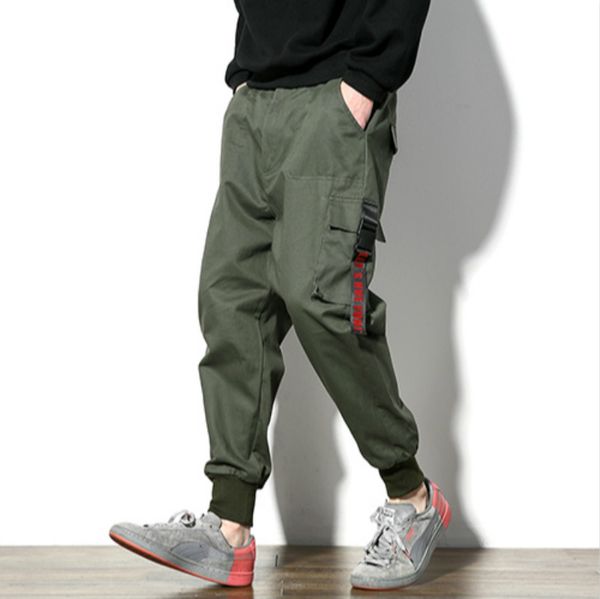 

2019 мужские jogger весенние карандаш брюки гарем мужчины брюки камуфляж свободные удобные брюки-карго камуфляж бегунов, Black
