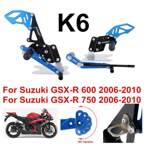 

design black blue cnc motorcycle reat footrest foot pedal pegs set for gsx r 600 750 gsx-r gsxr d40