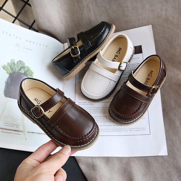 

todder shoes 2020 new fashion korean children' boys spring wide pu leather breathable rubber shoes kids shoe girls baby shoe, Black;grey