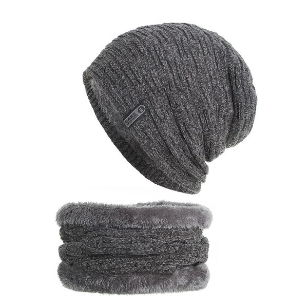 

горячая продажа зима вязание velvet hat шарф set мужчины женщины сплошной теплый cap шарфы мужской зимний открытый аксессуары шляпы шарф, Blue;gray
