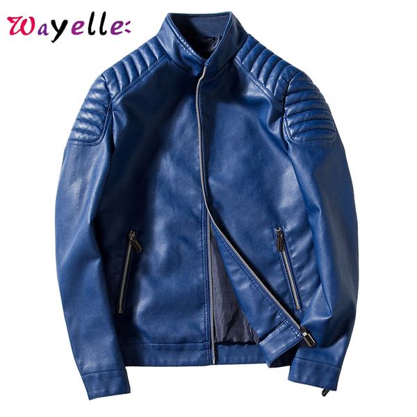 

faux fur coat men 2019 fall winter solid fashion warm pu leather jackets men zipper punk style chic stand mens leather jacket, Black