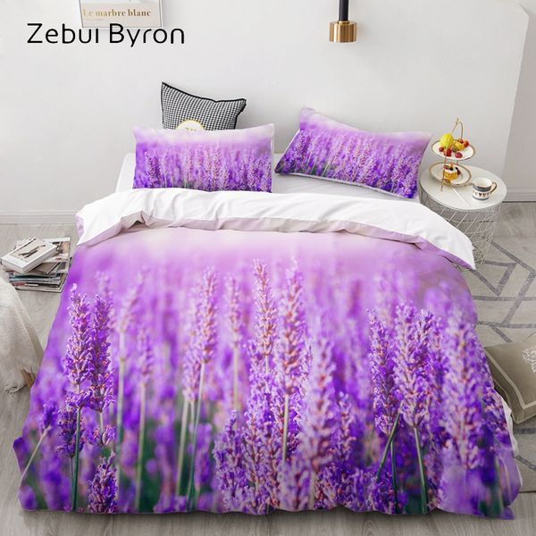 

3d bedding set custom/king/europe/usa ,3pcs duvet cover set,quilt/blanket cover set,bedclothes purple lavender drop ship