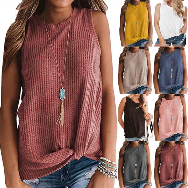 

hem kink casual round collar sleeveless hem t-shirt vest kink casual round collar sleeveless t-shirt vest top, White
