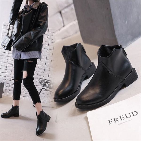

2019 slip on elastic band rubber boots winter arrival ankle boots women shoes autumn square heel female footwear, Black