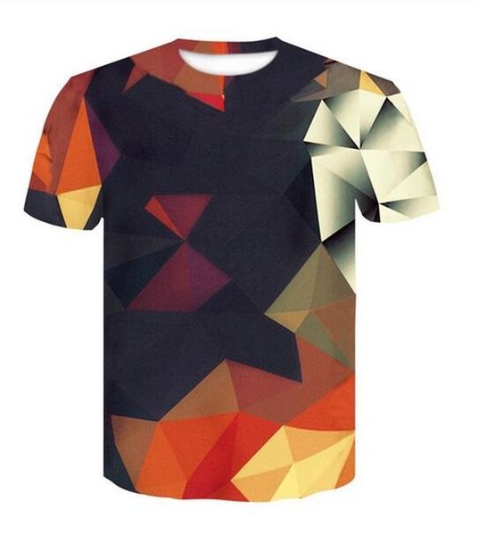 

new fashion mens/womans colorful geometric t-shirt summer style funny 3d print casual t shirt plus size aa0188, White;black