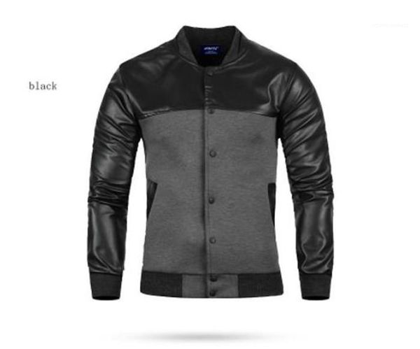 

collar long sleeve fashion style homme clothing business style winter casual apparel mens autumn designer pu jackets stand, Black;brown