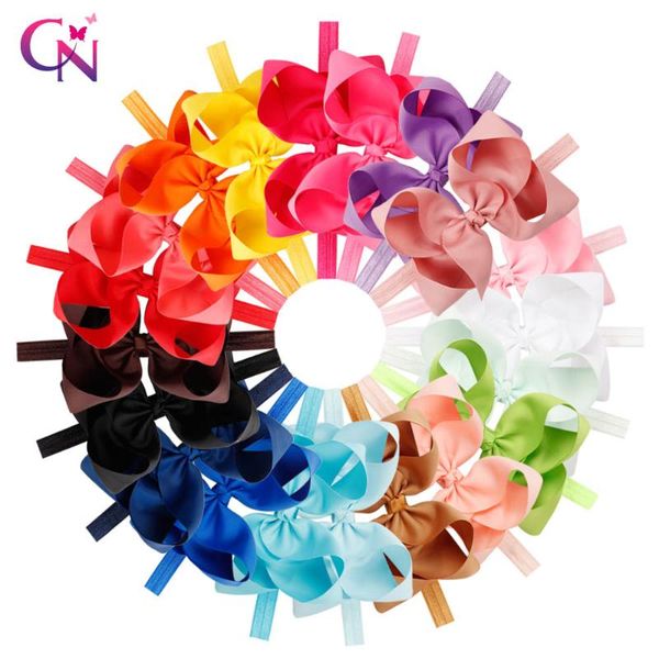 

pcs/lot 6" large hair bows for baby girls nylon headbands pgraph grosgrain ribbon hairbows hairband kids hair accessories, Slivery;white