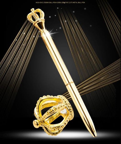 

fashion 10 color luxury imperial crown ballpoint pens fashion school office supplies new design big crown metal ball pen student gift, Blue;orange