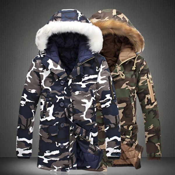 

winter coat men jacket 2019 camouflage army thick warm jacket men parka fashion hooded parka male large size, Black