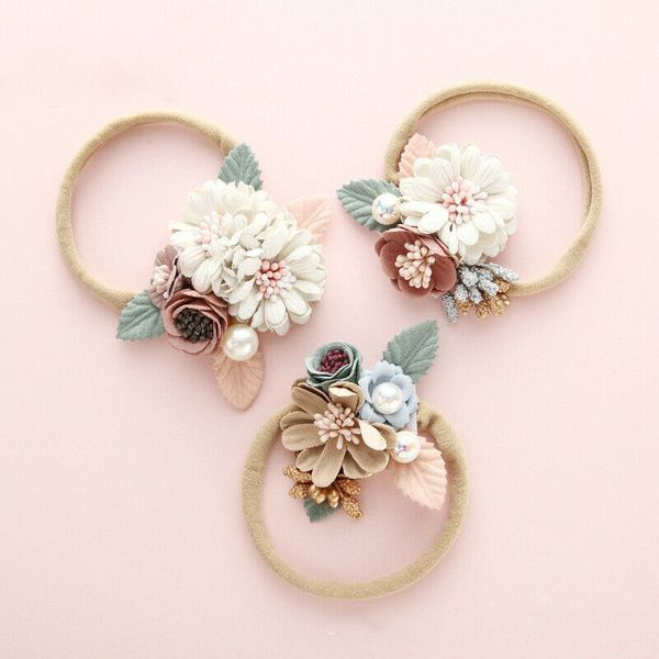 

2020 baby accessories infant kids girls baby toddler princess flower headband hair band headwear new party p props gifts, Slivery;white