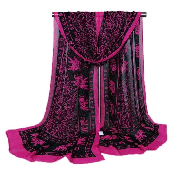 

2019 new spring summer women's chiffon silk scarf fashion ladies elephant print thin soft sunscreen scarves wholesale