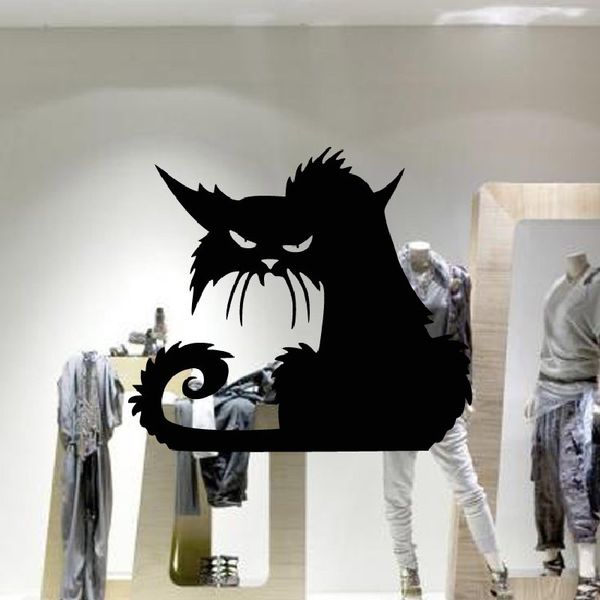 Forniture per feste YEDUO 42 x 37 cm Adesivo da parete per finestra con gatto nero di Halloween Decorazione più grande