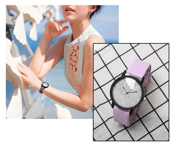 

horloges fashion bracelet watches casual women's watch quartz ladies convex glass leather watches clock wristwatch, Slivery;brown