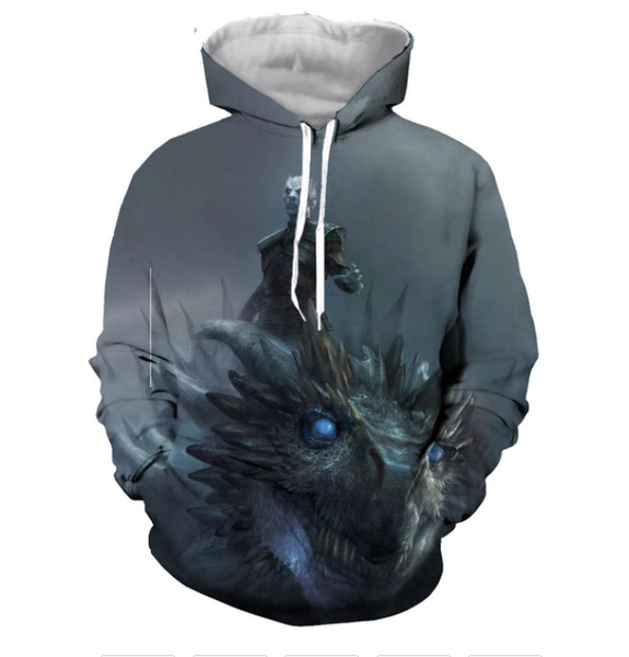 

night king dragon game of thrones 2019 новая мода 3d печатные толстовки унисекс женщины мужчины пуловеры верхняя одежда повседневная harajuk, Black
