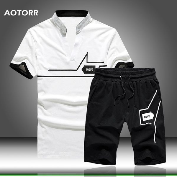 

лето мужская короткий набор костюмов спорта мужчины повседневная пляж tracksuit стенд воротник рубашки тройника + шорты эластичные 2020 новы, Gray