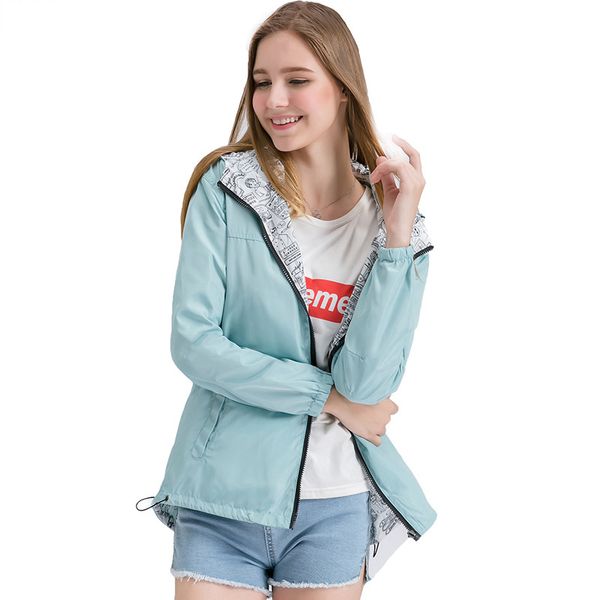 

women windbreaker summer skin uv anti ultralight jacket wear both sides resistance coat quick dry workout long sleeves jacket, Black;brown