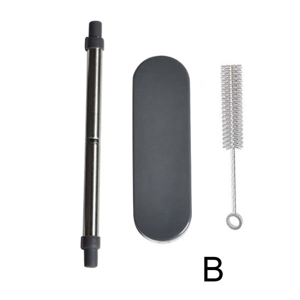 

new reusable collapsible drinking straws stainless steel straw with brush portable storage box smd66