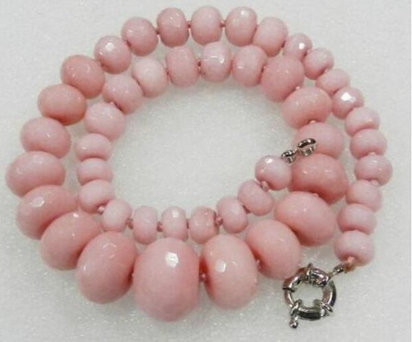 

+ 10-20mm faceted pink red abacus beads necklace, Silver