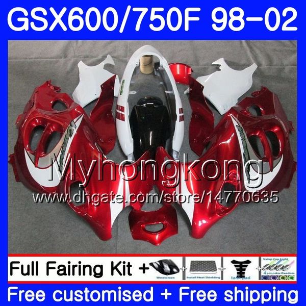 Corpo Para SUZUKI GSXF 750 600 GSXF750 1998 1999 2000 2001 2002 292HM.67 GSX 600F 750F KATANA GSXF600 98 99 00 01 02 Carenagem branco vermelho escuro