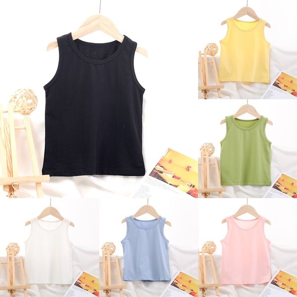 

summer of 2020 children's cotton vest boys' and girls camisole vest' sleeveless sling base baby vest, Blue