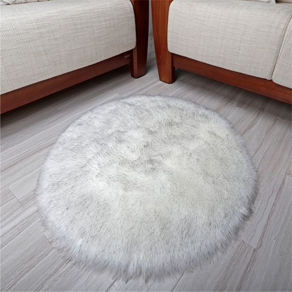 Atacado australiano faux lã tapete de diâmetro rodada 40 cm chão esteira de pelúcia sala de estar mesa de café pendurado cama de cabeceira pode ser personalizado