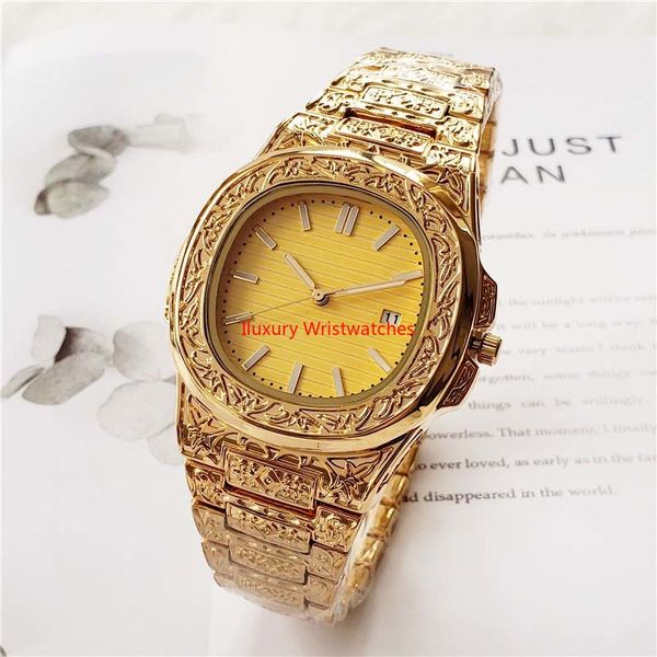 

men watch brand luxury men shi ying business leisure date exquisite gift steel strip individuality ethnic style embossed carved watch, Slivery;brown