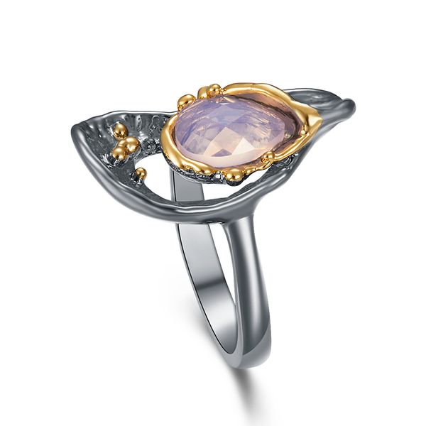 

irregular teardrop cz ring vintage 2 tone perfect beautiful jewelry unique rings for women, Golden;silver