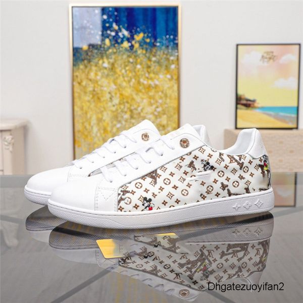 

2020 new white genuine leather open shoes fashions designer women mens black splice casual shoes  colors low, Black;red