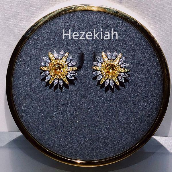 

hezekiah s925 sunflower earrings luxury temperament banquet eardrop french quality prom party noblewoman prom earrings hot, Golden