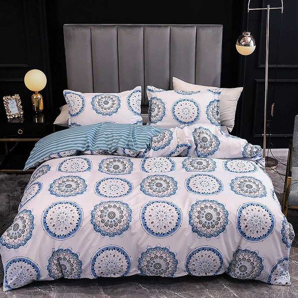 

3pcs bedding set marble star grid printed duvet cover sets polyester quilt cover comforter case 2 pillow case full king