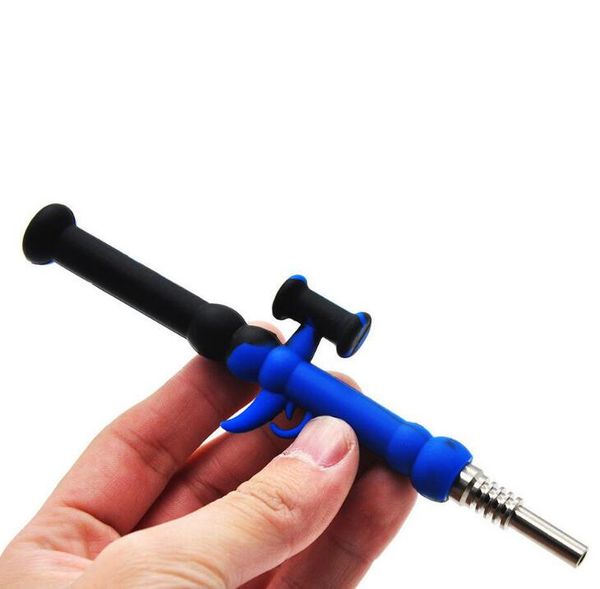 Kit collettore di nettare in silicone all'ingrosso di fabbrica Tubo di fumo concentrato portatile con punta in titanio Dab Straw Oil Rigs tubo per cera