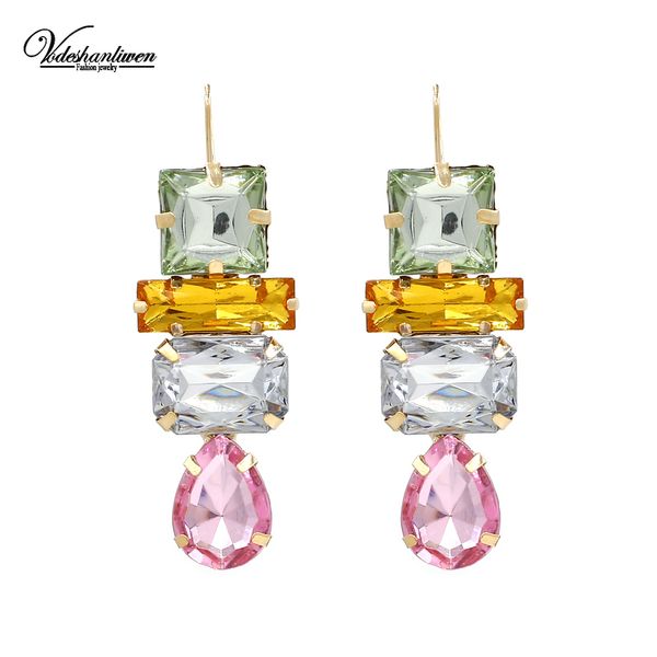 

vodeshanliwen za new geometric crystal earrings for women fashion bohemia statement long earrings 2019 new accessories, Silver