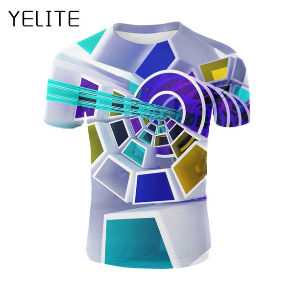 

yelite tecnology printed t shirt colorful t-shirt creative hole pattern tshirt new fashion mens summer city night 3d tshirt, White;black