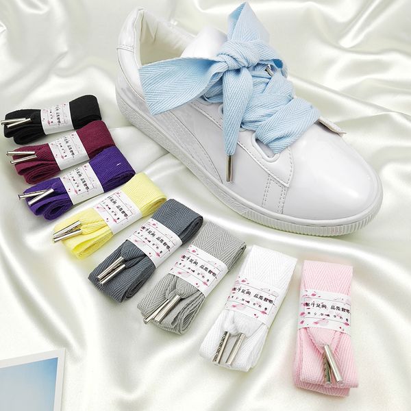 

3 cm cotton herringbone shoelaces black white pink color 80/100/120/140 cm bowknot sneaker sport shoes white shoes laces
