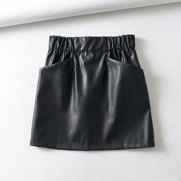

niu niu 38-1886 european and american fashion leather skirts, Black;gray