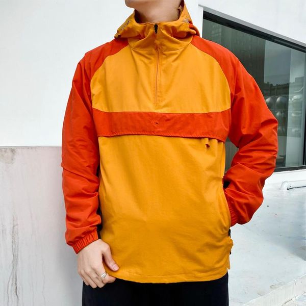 

windbreaker fashion half zipper jackets panelled casual male windruner coat long sleeve men spring autumn designer, Black;brown