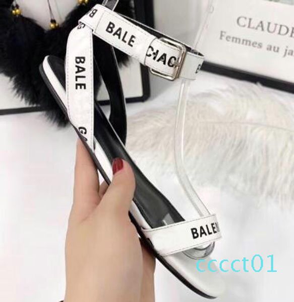 

2020 ladies flat sandals designer design slide female slippers gladiator leather ladies drag letter decoration ct01, Black