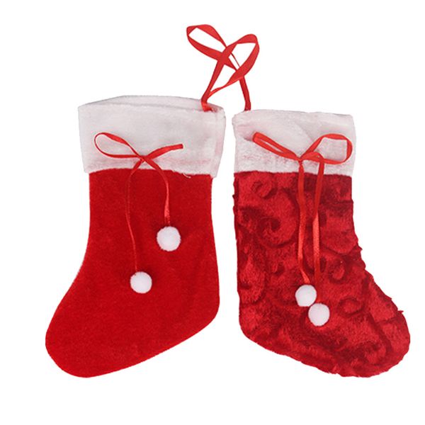 

1pc red velvet socks christmas stocking candy bag biscuit bag cloth self-adhesive biscuit snack christmas party decorati