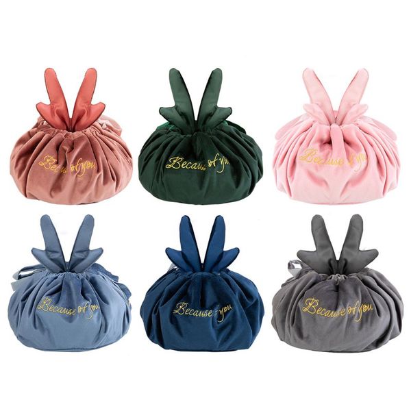 

women lazy drawstring cosmetic bag travel wash makeup bag organizer make up case storage pouch portable toiletry kit