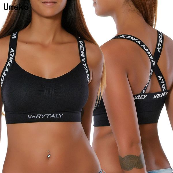 

umeko new crop letter street cropped vest tank for women halter fitness tight bustier strappy skinny t-shirt, White