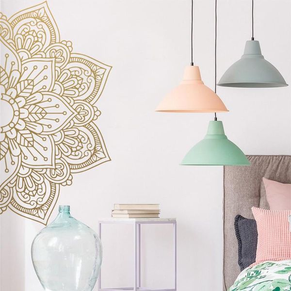 

mandala half wall sticker home decor vinilo removible meditaciÃ³n yoga pared gris