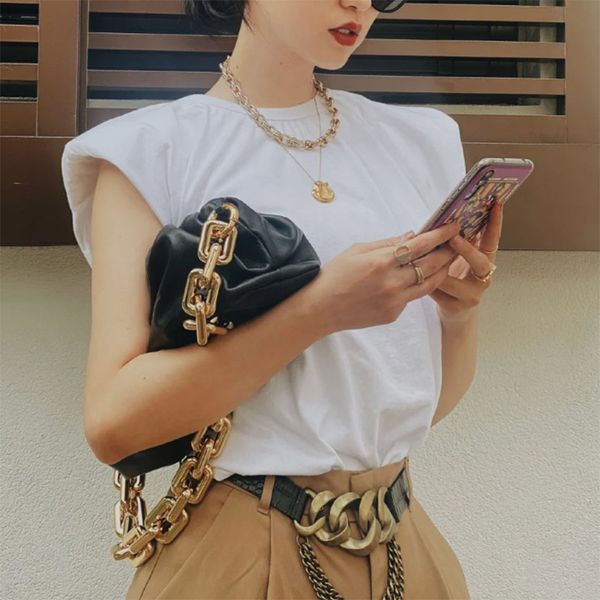 

new arrival cowhide thick chain cloud hand ladle shoulder underarm bag female 2020 newset luxury handbags women bags designer