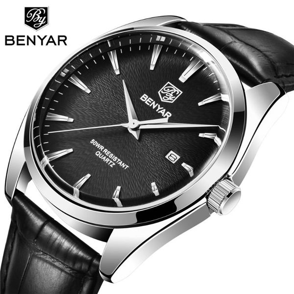 

benyar men watch waterproof quartz watch fashion casual sports men relogio masculino, Slivery;brown