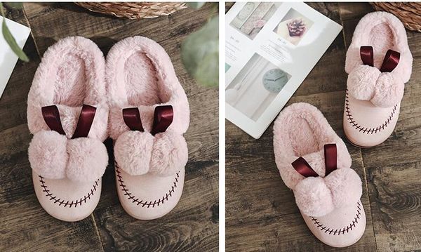 

2019 slipper new style warm cotton flat shoes women lazy women's shoes mao mao shoes, Blue;gray