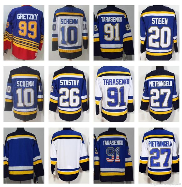 

#99 wayne gretzky jerseys 2018 new style hockey jerseys 91 vladimir tarasenko 27 alex pietrange jaden schwartz alex steen schenn jersey, Black;red