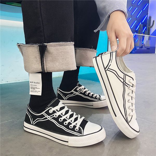 

fashion men's canvas lightweight breathable shoes fashion casual sneaker mens loafers tenis masculino adulto white shoes, Black