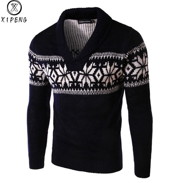 

2018 autumn winter new man casual christmas sweater men v-neck printed men pullovers knitted clothing mens sweaters, White;black